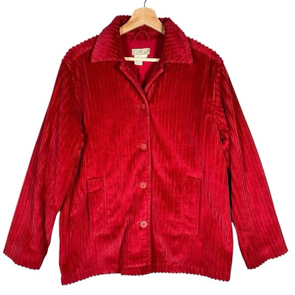 The Territory Ahead Jackets & Blazers - VTG Territory Ahead Red Wide Wale Corduroy Chore Coat Barn Ranch Jacket Pockets